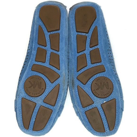 Michael Kors Blue Fulton Perforated Suede Leather Moccasin Flats - Picture 7 of 8